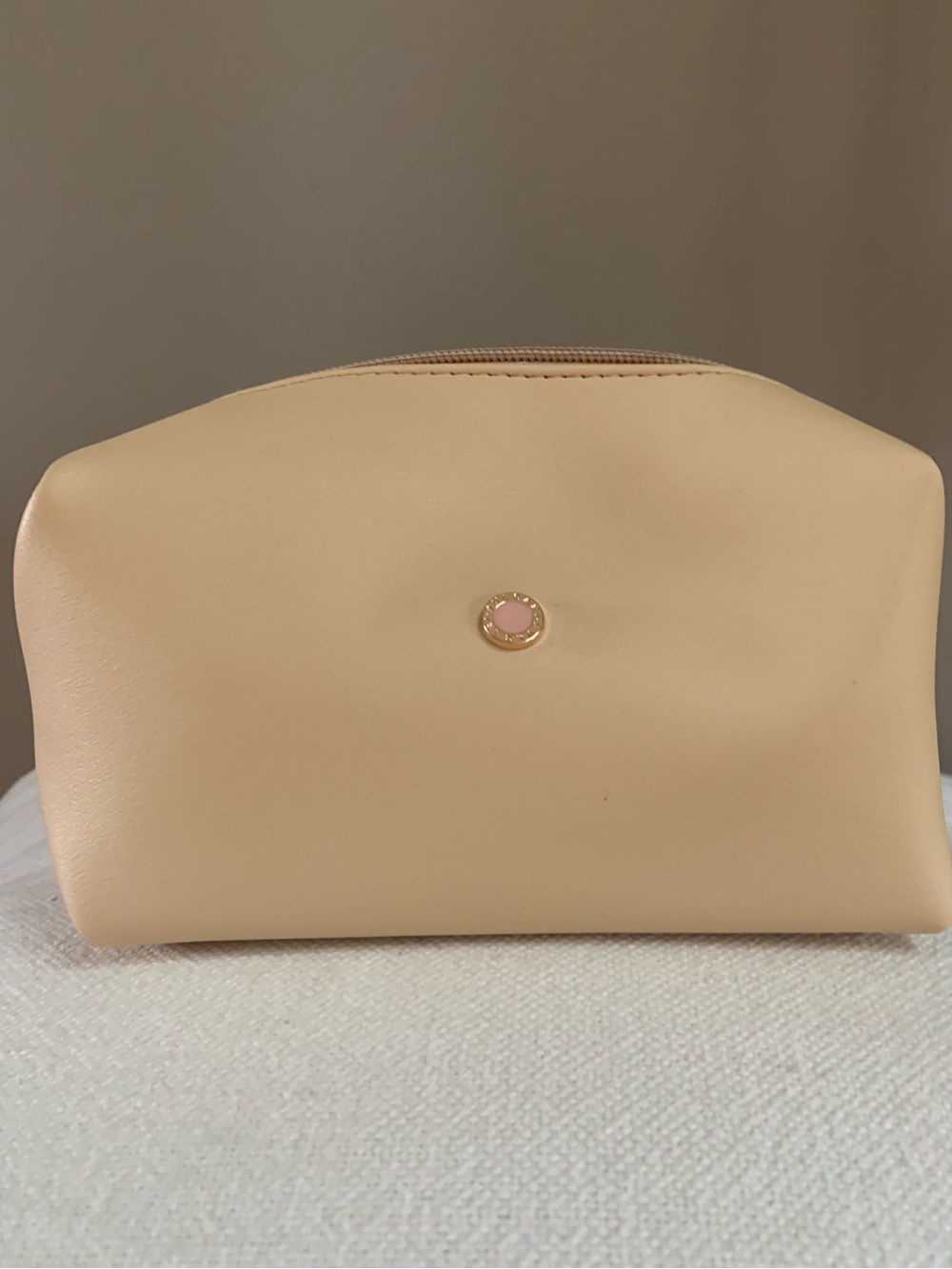 Bvlgari Cream  Cosmetic Pouch with Gold Accent
